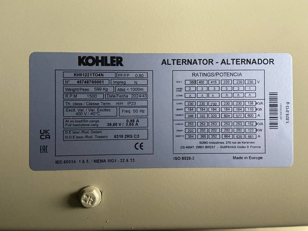 مجموعة المولد للبيع  Sdmo J220 - 220 kVA Generator - DPX-17110: صورة 17