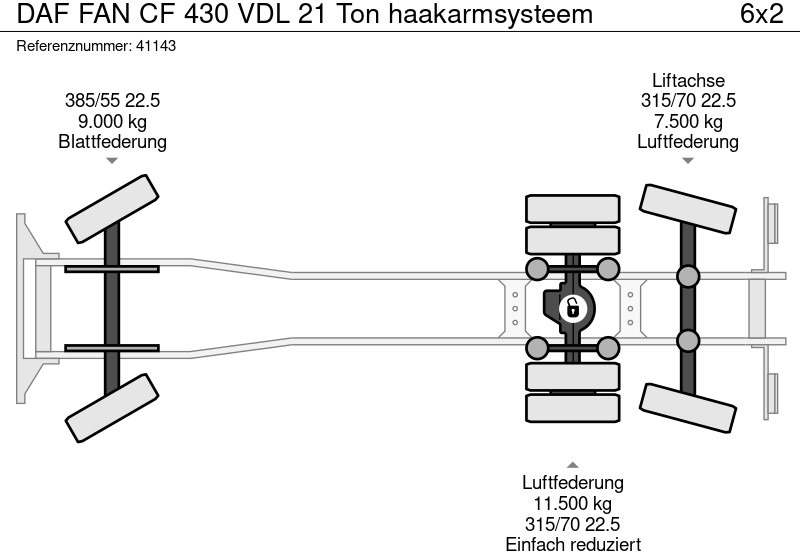 شاحنة برافعة خطافية DAF FAN CF 430 VDL 21 Ton haakarmsysteem: صورة 14