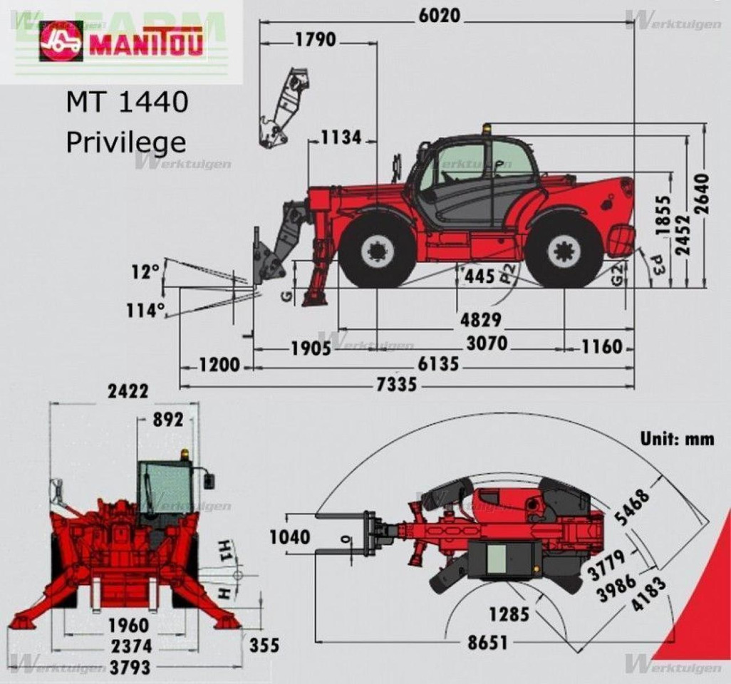 آلة رفع ونقل تلسكوبية Manitou mt1440sl turbo 14m 4t ( neue reifen + neuer sitz: صورة 18